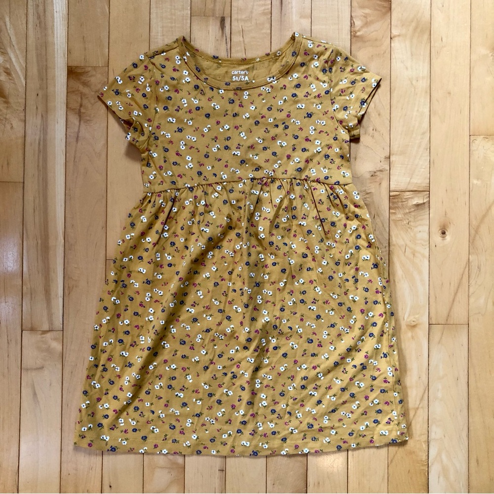 Carter's Mustard Floral Kids Dress 5T